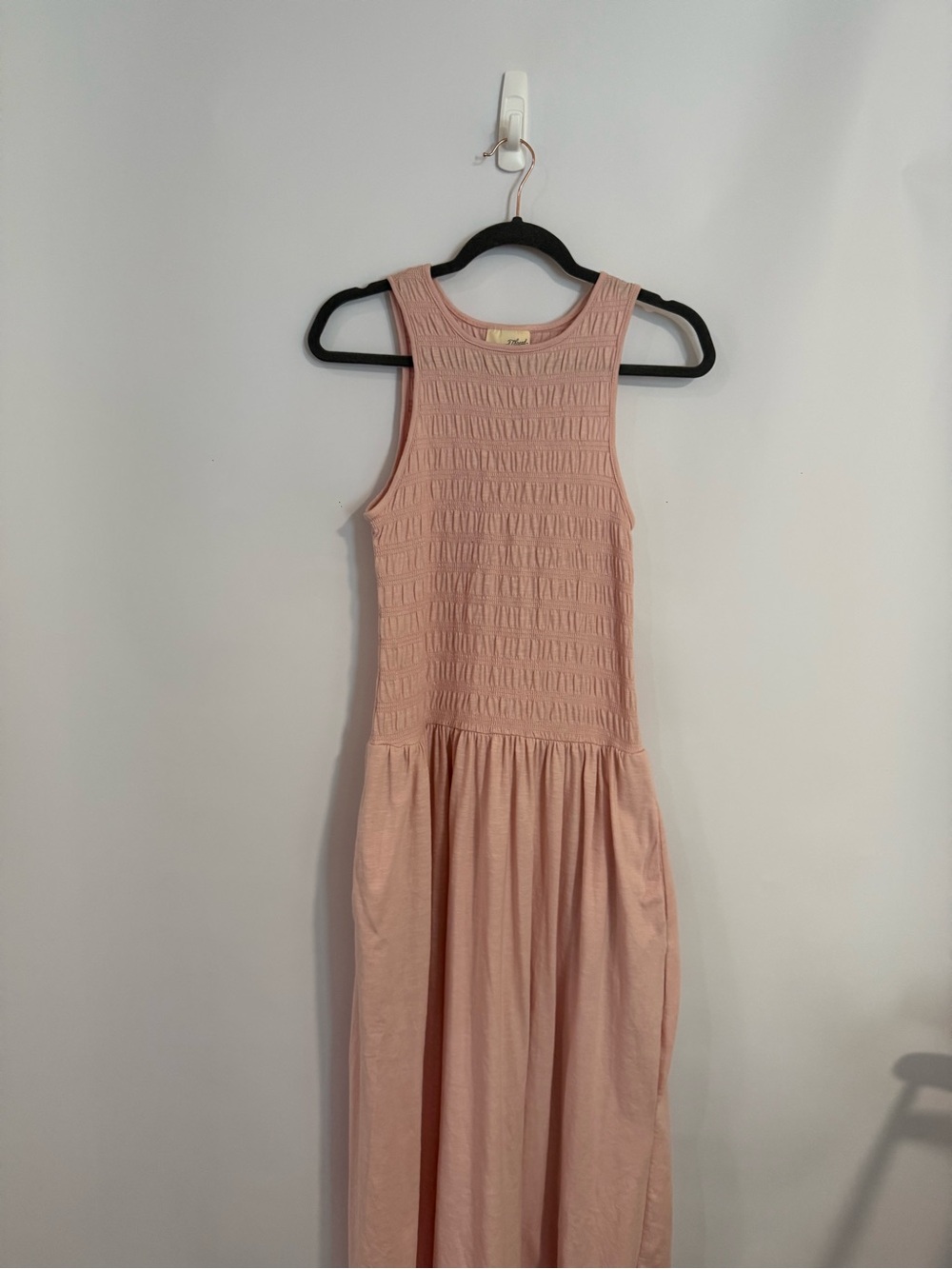 Sleeveless Pink Smocked Bodice Maxi Dress